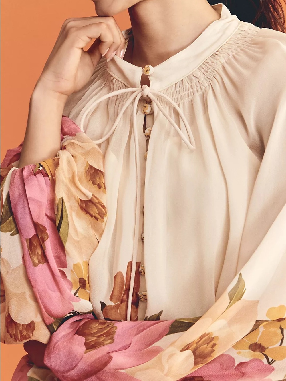 Farm Rio for Anthropologie Puff-Sleeve Boat-Neck Blouse Size M - Picture 4 of 9